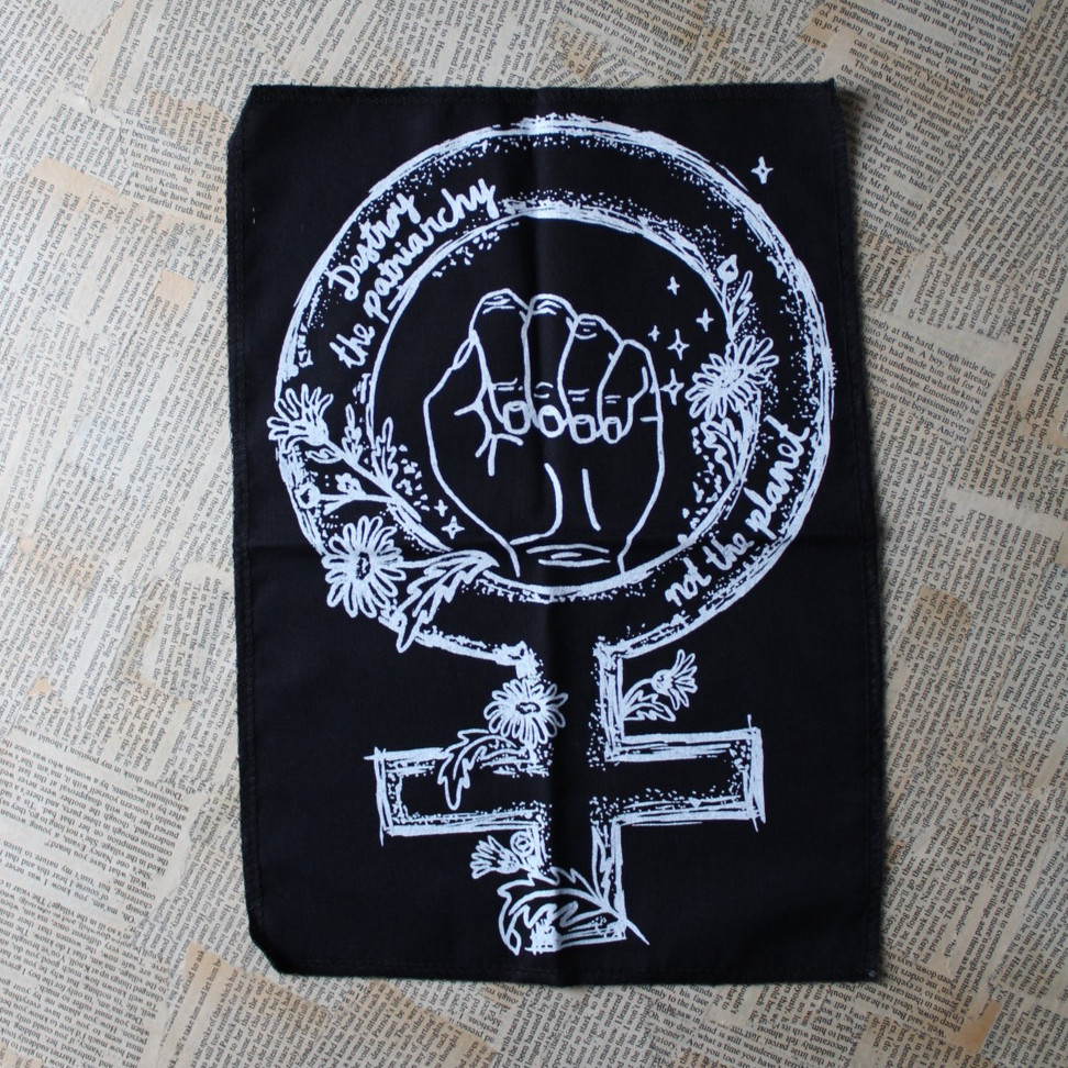 Destroy the patriarchy not the planet - selkäpätsi