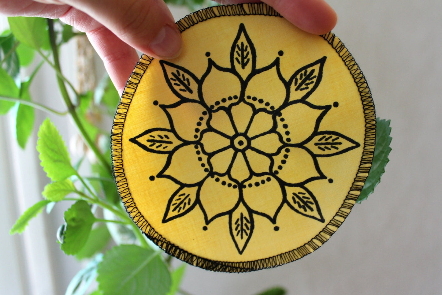 Flower mandala - screen printed sew on patch