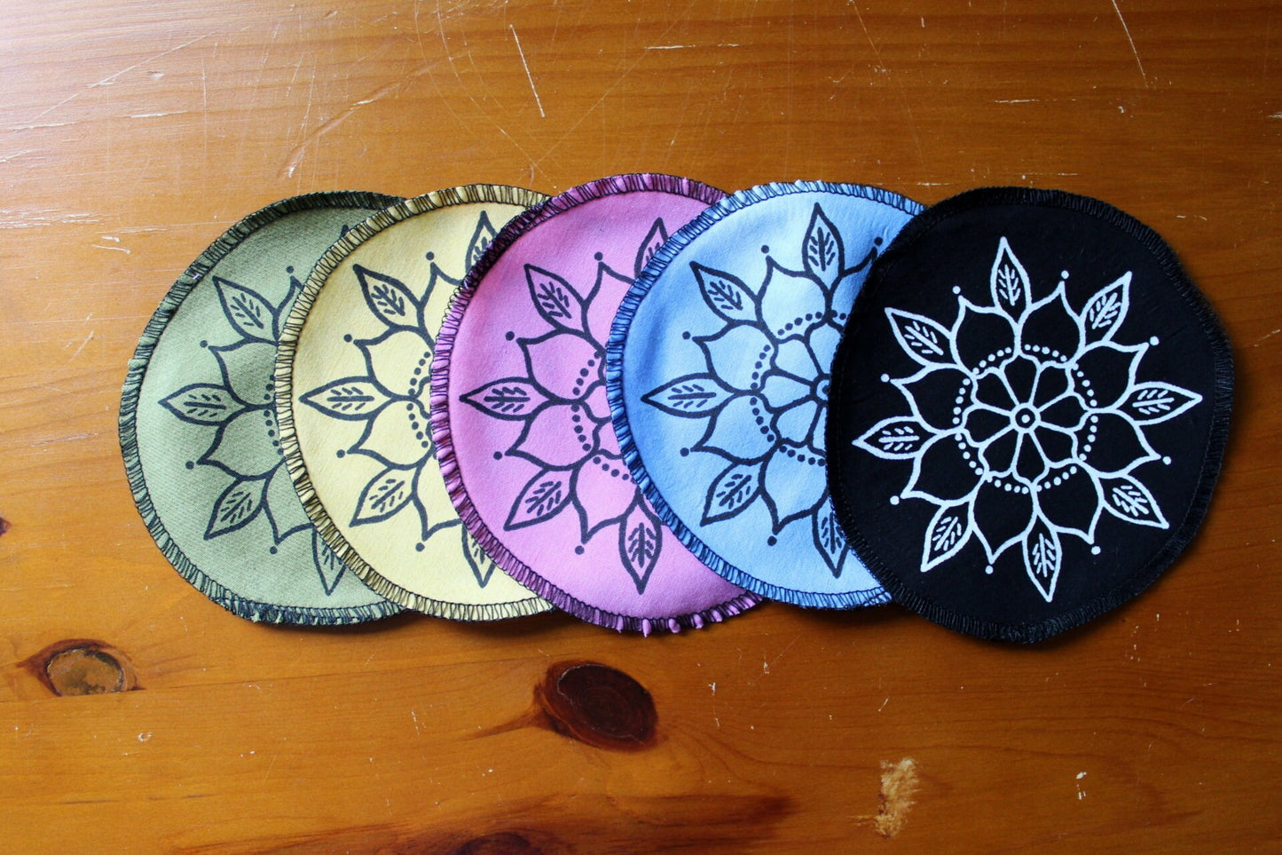 Flower mandala - screen printed sew on patch