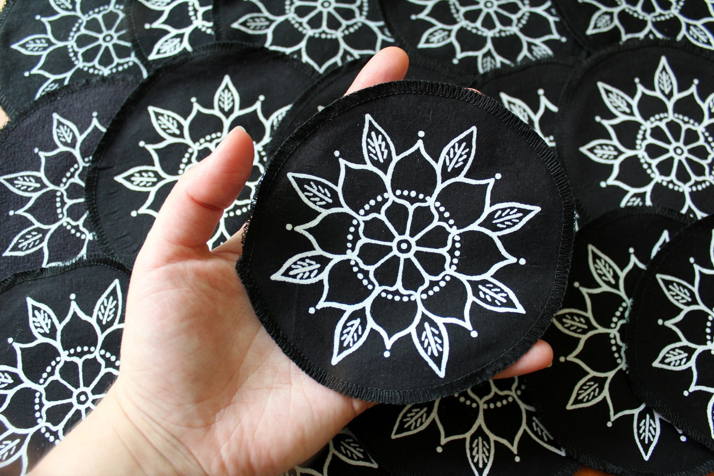 Flower mandala - screen printed sew on patch